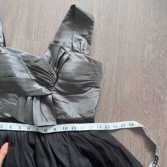 Max & Cleo Grey & Black Sleeveless Tulle Mini Dress with Bow Detail - Picture 7 of 11